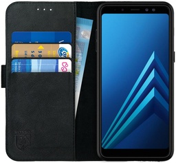 [33276] Rosso Deluxe Samsung Galaxy A8 (2018) Hoesje Echt Leer Book Case Zwart